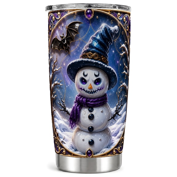 Spooky Snowman Tumbler 20oz, Winter Tumbler, Stainless Steel Travel Cup