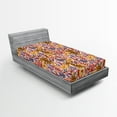 thumbnail image 2 of Ambesonne Exotic Life Fitted Sheet, Tropical Leaves Tiger, Twin Size, Coral Marigold Pale Pink, 2 of 5
