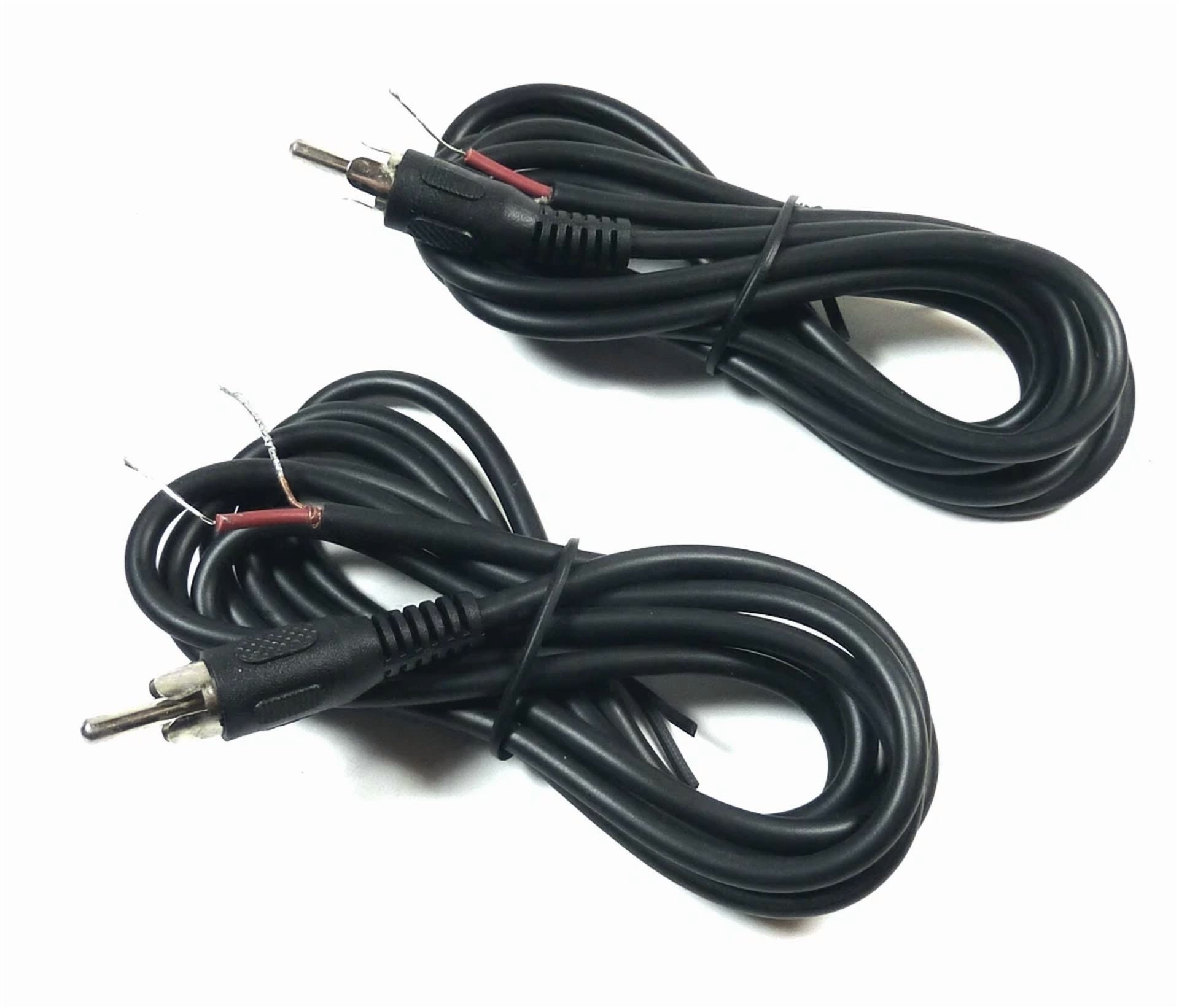 BUTTERFLY- 1 Pair 6-Ft Rca Male Fully Shielded Cable To Stripped Bare Wire Speaker Sub Woof