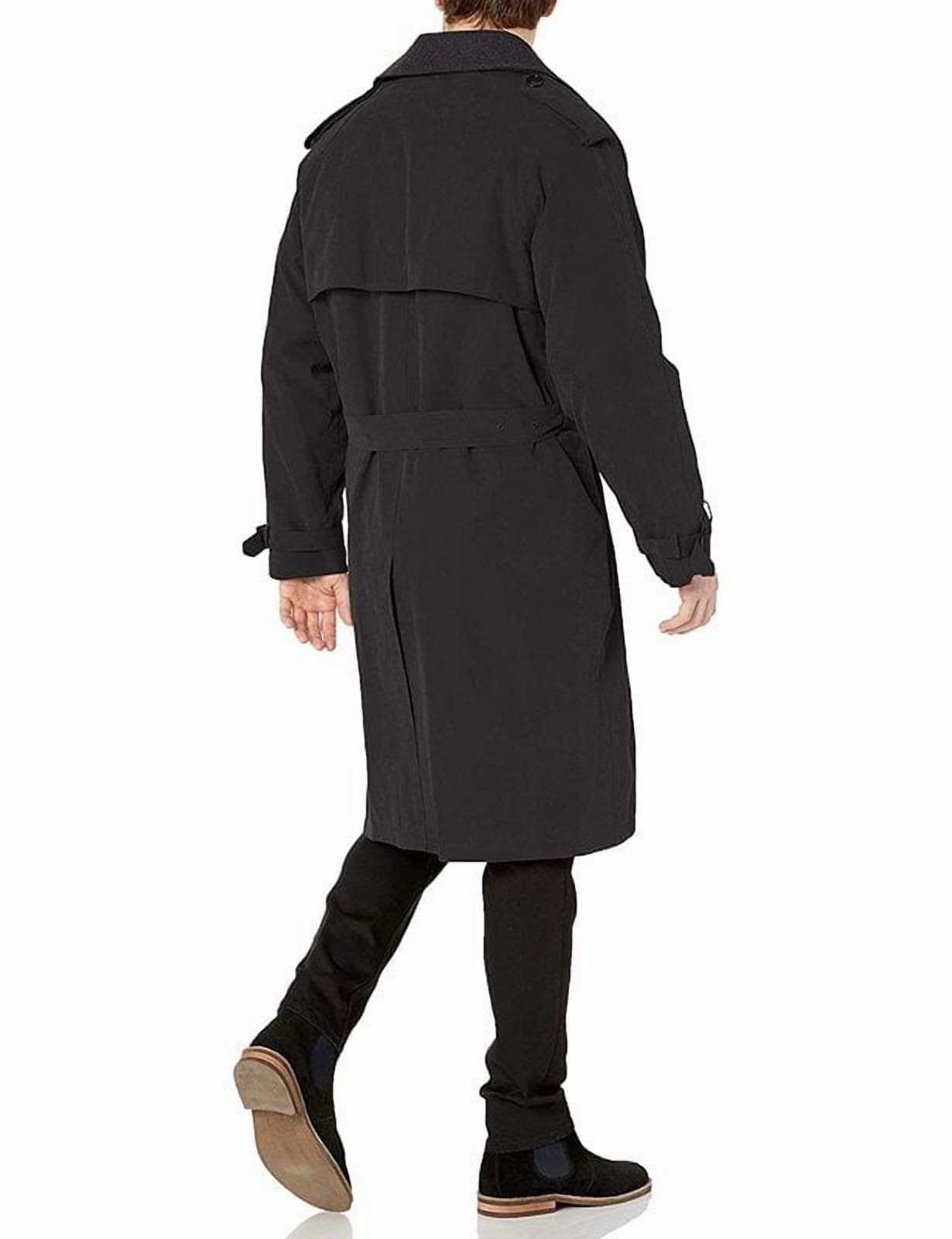 London Fog Men's Black Trench Coat, 52L, Double Breasted, Zip-Out