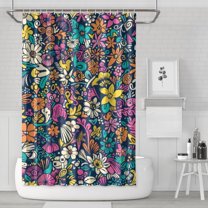 Pioneer Flower Floral Print Pattern Shower Curtain 72"x72" ,Bathroom Decorative Shower Curtains Set with 12 Hooks,Modern Waterproof Washable Shower Curtain