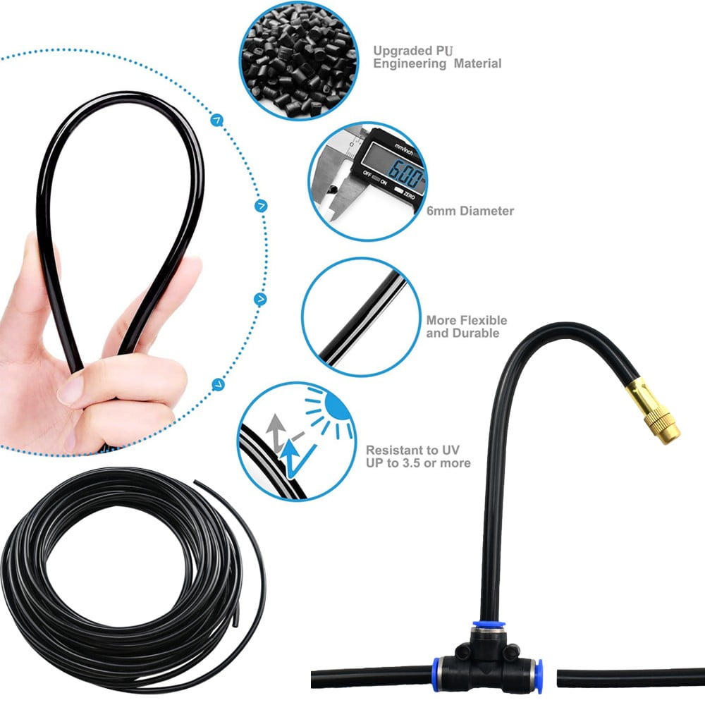 Drip Irrigation Kit with Adjustable Spray Nozzles and 10m/15m/20m Hose, DIY Garden Watering System for Lawns, Vegetable Beds, Greenhouses, Patios and Yards, Fits Standard U.S. Faucets
