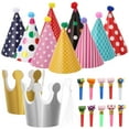 thumbnail image 1 of 1 Juego de decoraciones para fiestas, sombreros de fiesta, coronas de papel, sombreros coloridos de cumpleaños, sombreros cónicos, 1 of 7