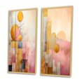 thumbnail image 3 of Designart "Retro Dreams Golden Moon III" Modern Geometric Framed Wall Art Set Of 2 - Modern Pink Frame Gallery Set For Office Decor, 3 of 6