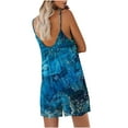 thumbnail image 7 of Summer Saving Wycnly Jumpsuits for Women Dressy Fashion Loose Baggy Spaghetti Strap Short Overalls Jumpsuits with Pocket Summer V-Neck Sleeveless Marbled Print Mini Trendy Rompers Blue l, 7 of 7