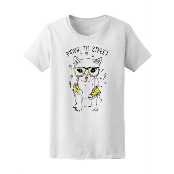 Cute Cat With Shoes T-Shirt Women -Image by Shutterstock, Female XX-Large