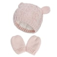thumbnail image 1 of Gorro de invierno para bebé, gorro de lana con orejas pequeñas, guantes, conjunto de dos piezas con protección para las orejas y forro cálido, 1 of 6