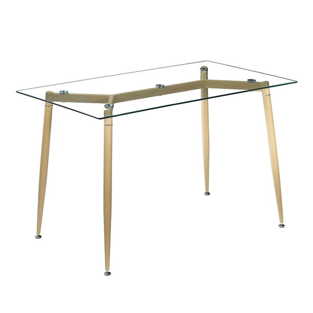Modern Glass Dinner Table Segmart 47 3 X 27 6 X 29 5 Heavy Duty Iron Tube Legs W Anti Slip Mat Wood Pattern For Home Kitchens Dining Rooms Cafe Eating Work 154 32lbs S12714 Walmart Com