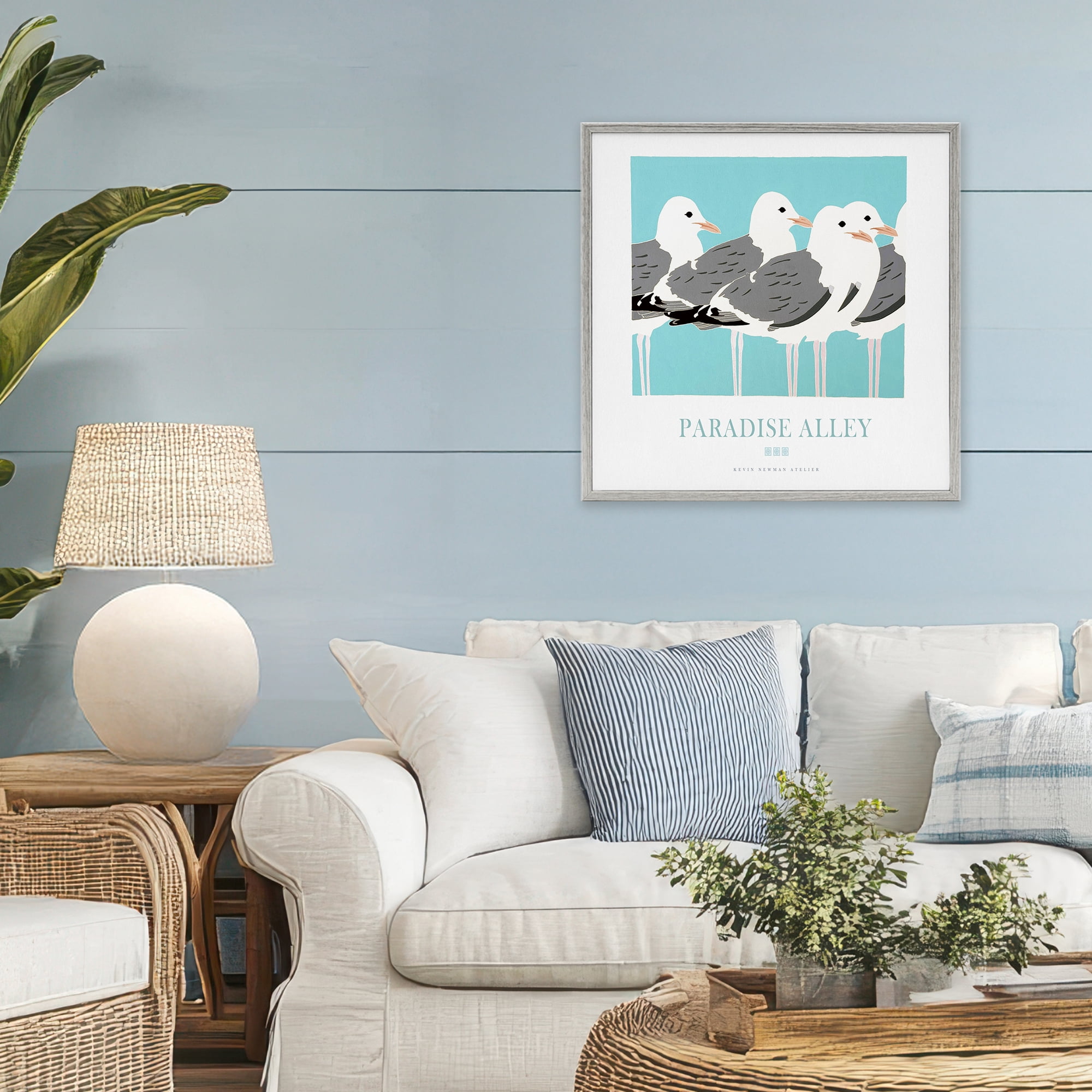 Stupell Industries Paradise Alley Seagull Gathering Gray Framed Giclee Art, design by Jadei Graphics