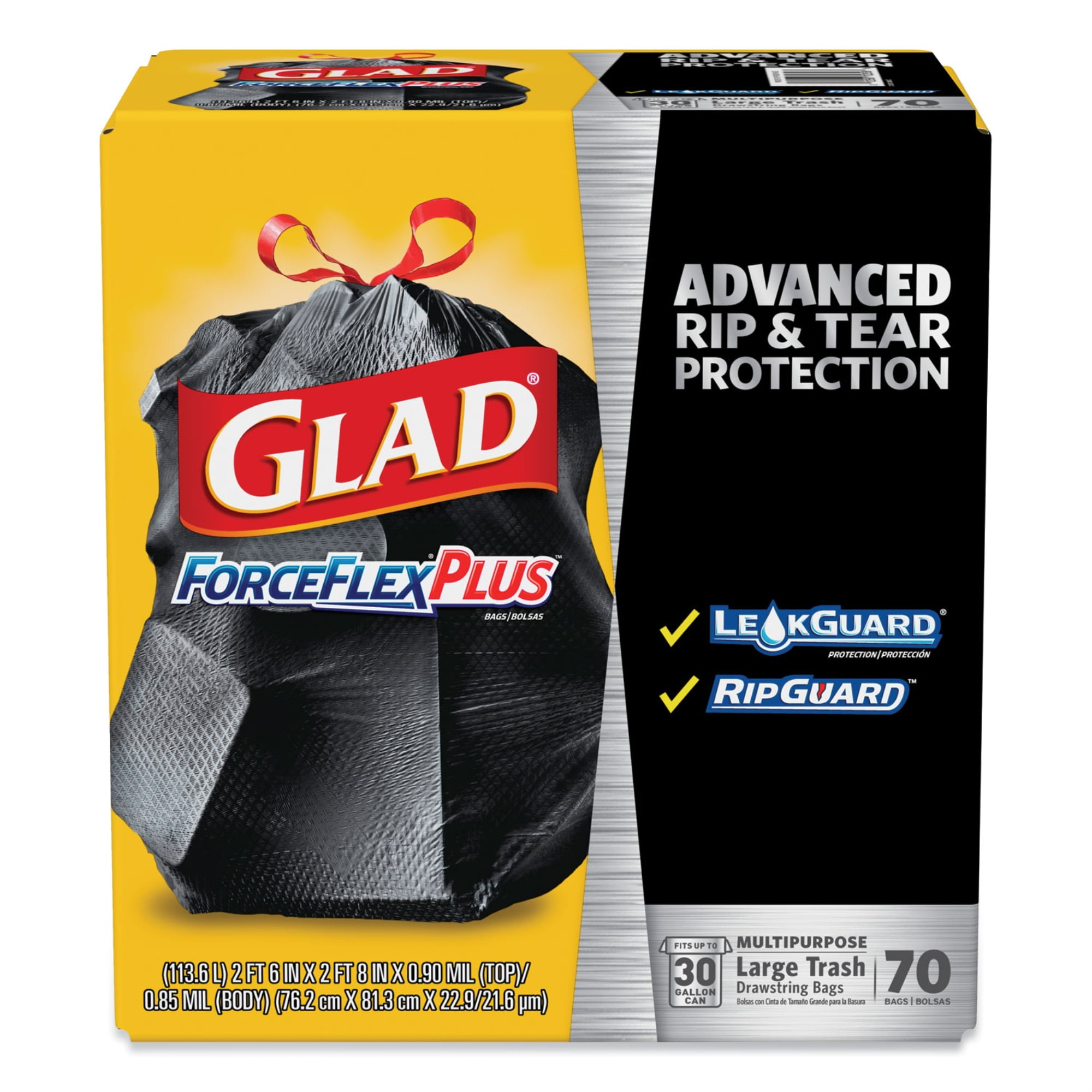 30 Gallon Glad Recycling Large Drawstring Blue Trash Bags 28 Count