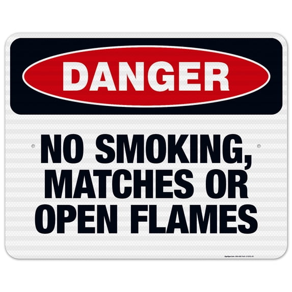 No Smoking, Matches Or Open Flames Sign, OSHA Danger Sign, 24x30 Reflective Aluminum EGP