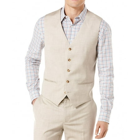 perry ellis men's big-tall big & tall texture suit vest, natural linen, lt