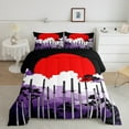 thumbnail image 2 of Castle Fairy Japanese Samurai 2pcs Bedding Comforter Set,Purple Red Twin Comforter Sets,Traditional Art Breathable Bedding Set,Lightweight Abstract Room Decor,Reversible, 2 of 6