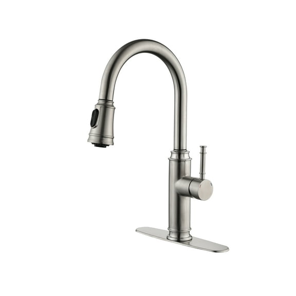 Kitchen Faucet Pull Out Sprayer, Single Handle High Arc Stainless Steel Sink Faucet Brushed Nickel   Stainless Steel