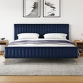 thumbnail image 2 of Omax Decor Julia Upholstered Fabric King Platform Bed in Blue Velvet, 2 of 4