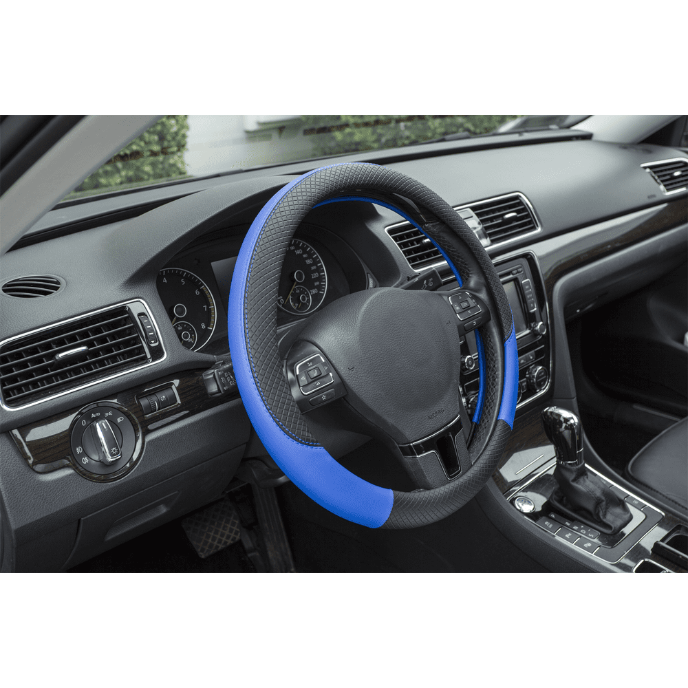 Auto Drive 1PC Steering Wheel Cover Racer Blue Universal Fit