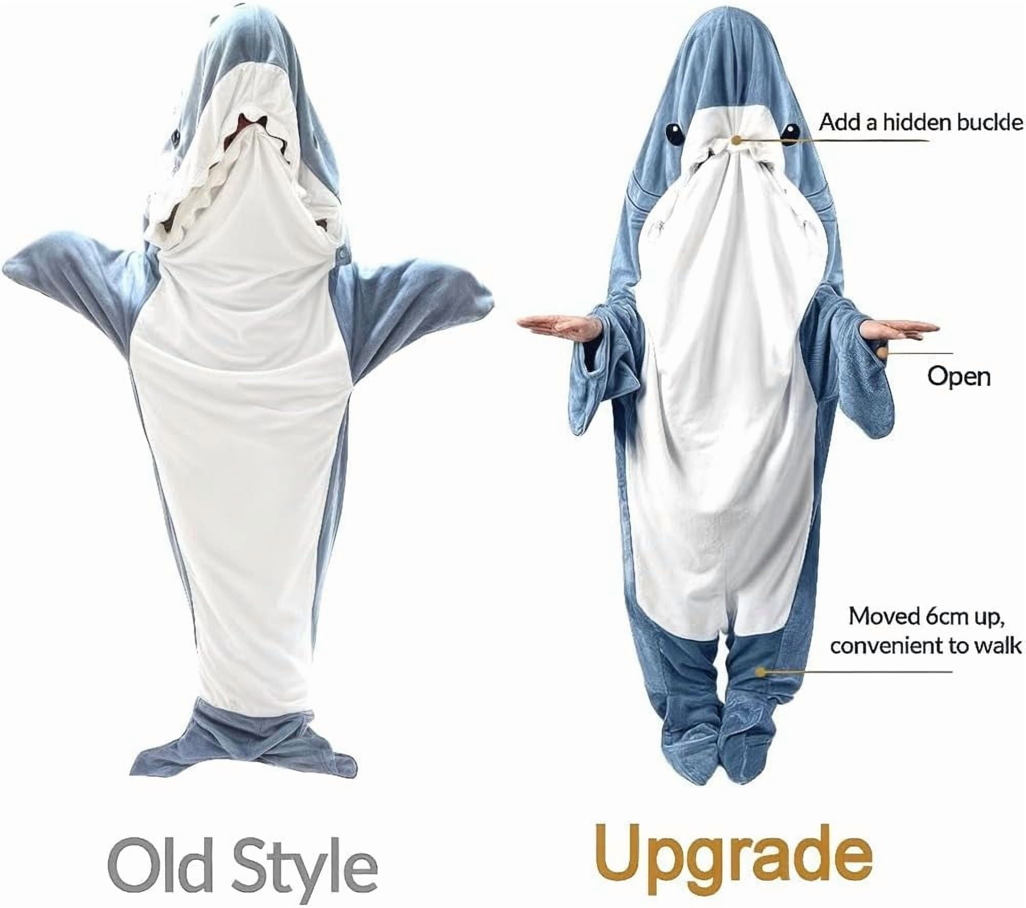 Shark Blanket Adult & Kid, Shark Onesie Pajamas, Shark Hoodie Costume, Shark Wearable Blanket