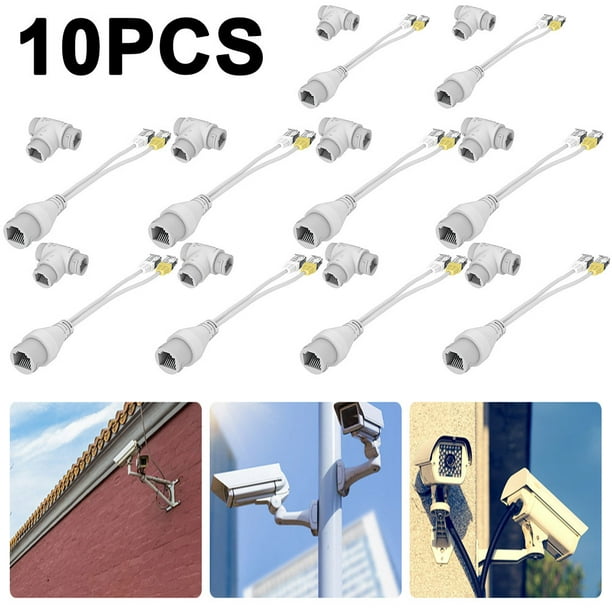 2 en 1 Conector Cable Cámara POE Divisor Conector RJ45 para Instalación Cámara IP