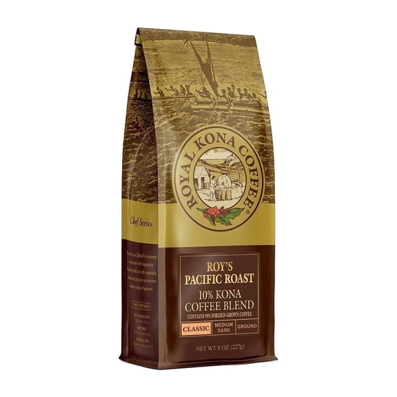 Royal Kona Coffee Dark Roast Ground Coffee, Hawaiian Inspired Flavor, 8 oz