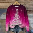 thumbnail image 2 of asdoklhq Christmas Fall Sweatshirts for Women's Christmas Round Neck Printed Loose Sweater Long-sleeved Top Hot Pink S, 2 of 3