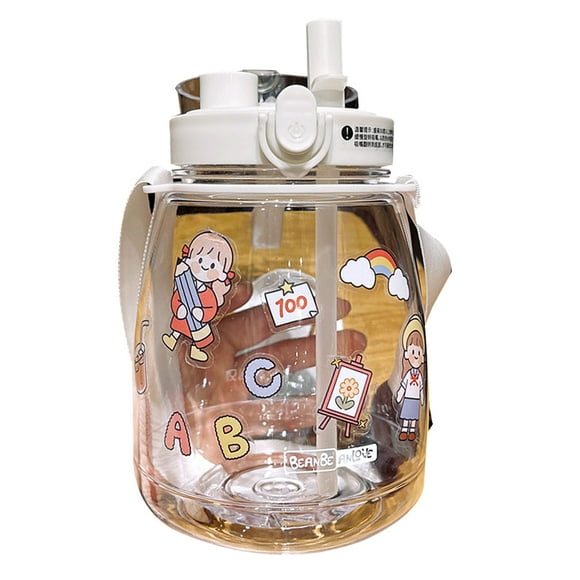 Large Capacity Water Bottle Portable Sports Water Bottle with cute stereoscopic stickers