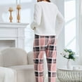 thumbnail image 5 of HNMKIU Women's Cozy Flannel Checkered Sleepwear Set Long Sleeve Pocketed Pajamas with Comfortable Pants for Autumn Winter Pink,XL, 5 of 6