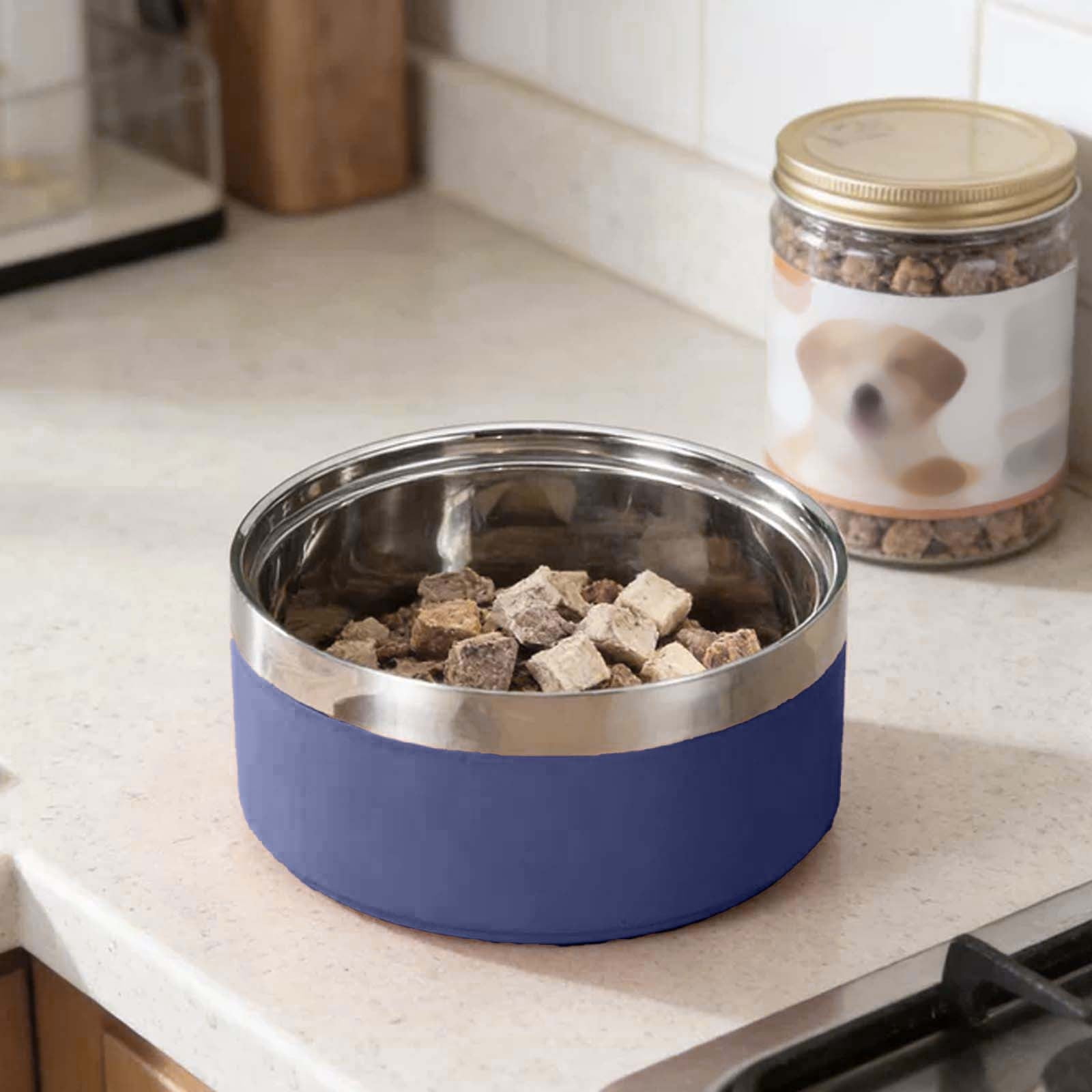 Gytml Diy Silicone Slow Feeder Dog Bowl, Interactive Puzzle Feeder For Fast Eaters, Non- Pet Food Bowl For Small Medium Dogs Cats Navy-18x8.5cm
