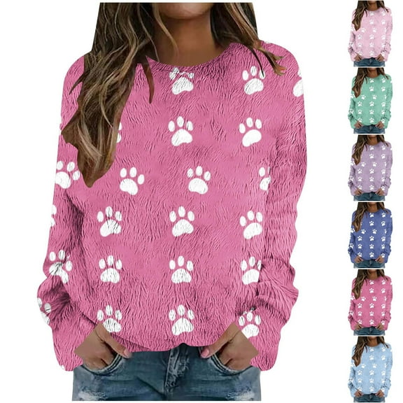 Weiqiqre Womens Fall Clothes Love Heart Graphics Long Sleeve Crewneck Pullover Casual T-Shirts