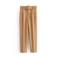 thumbnail image 3 of Cinturón adelgazante ajustado de estilo europeo y americano para mujer, pantalones casuales de cintura alta, pantalones hasta el tobillo amarillos A8GS317, 3 of 4
