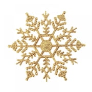 12PCS Glitter Snowflake Winter Snowflake Ornaments Christmas Hanging Decorations Home Xmas Navidad Tree Window Door AccessoriesGold, 3.9 in Dia