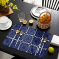thumbnail image 3 of Navy Blue Boho Placemats Set of 8, Farmhouse Abstract Floral Aesthetic Placemats for Dining Table, Place Mats for Kitchen Tabletop, Waterproof Wipeable Dining Table Mats Set, 3 of 9