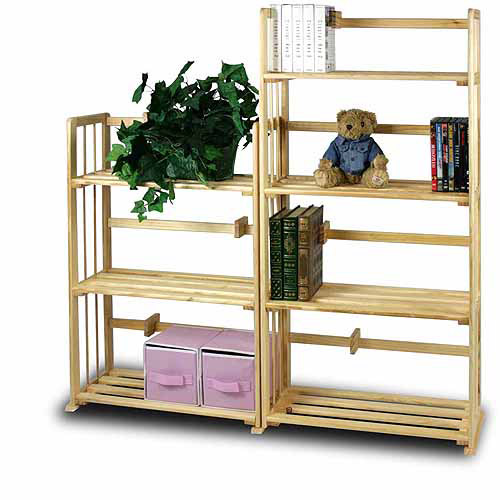Furinno FNCL-33002 Pine Solid Wood 4-Tier Bookshelf