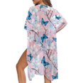 thumbnail image 5 of Xoenoiee Butterfly Cherry Blossom Print Women's Kimono Cardigan Summer Swimsuit Coverups Beach Cover Up Quick Dry Open Front Resort Wear for Vacation, 5 of 7