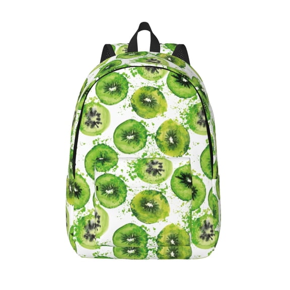 Vsdgher Green Kiwi Print Canvas Backpack Travel Rucksack Unisex Knapsack 15.7/17.7Inch Laptop Backpack for Work,College -Medium
