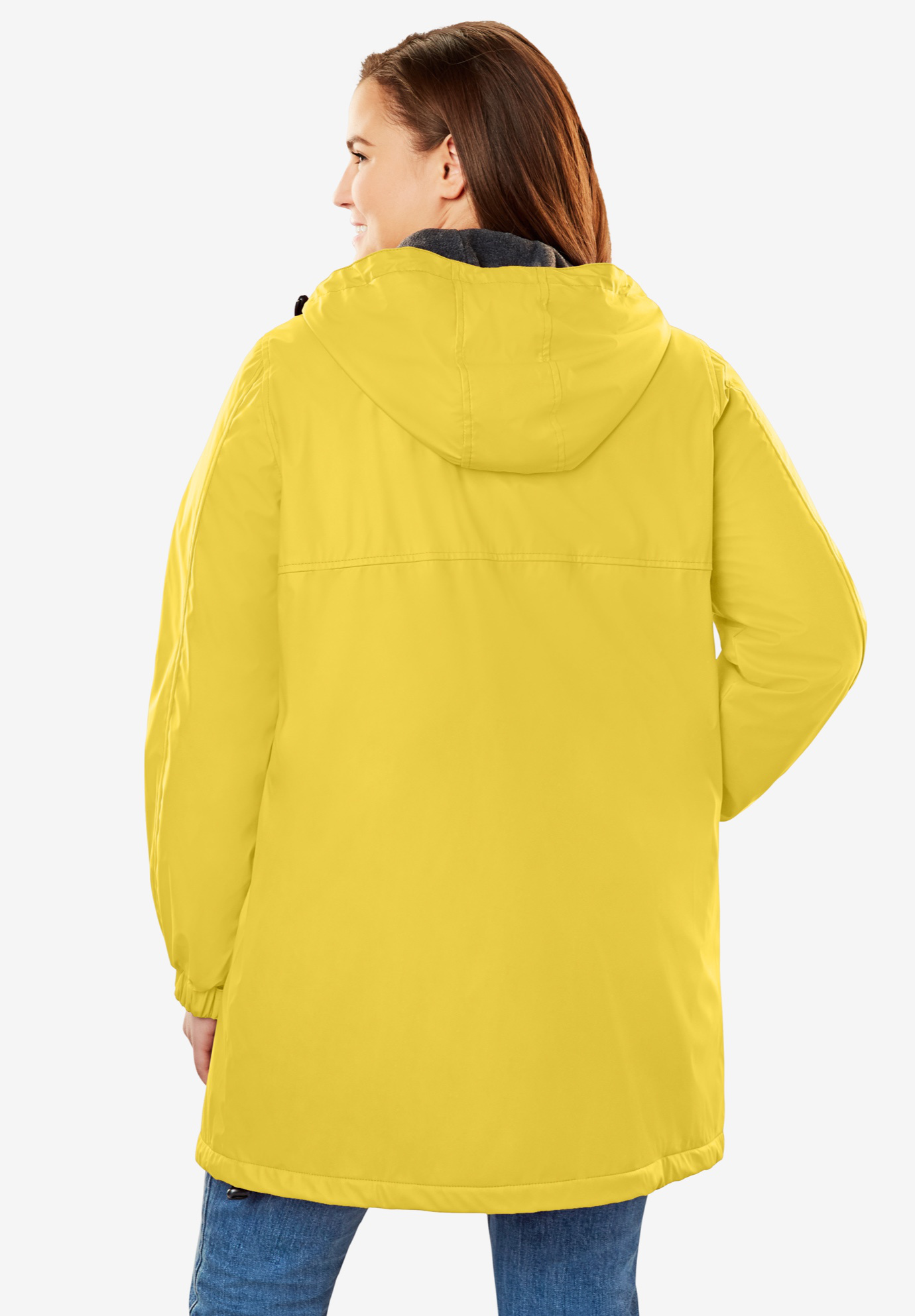 Woman Within Women's Plus Size Hooded Slicker Raincoat Raincoat - image 3 of 6