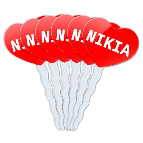Nikia Heart Love Cupcake Picks Toppers - Set of 6