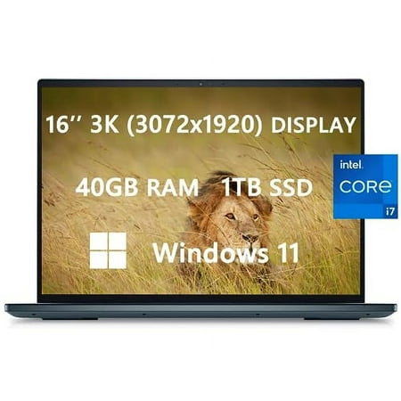 DELL 2023 Upgraded Inspiron 16 Plus Laptop, 16'' 16:10 3K(3072x1920), Intel 12th Gen Core i7-12700H(14-core), Nvidia GeForce RTX 3050 Ti, 40GB RAM|1TB SSD, Wi-Fi 6, USB-C|HDMI, Windows 11, Dark Green