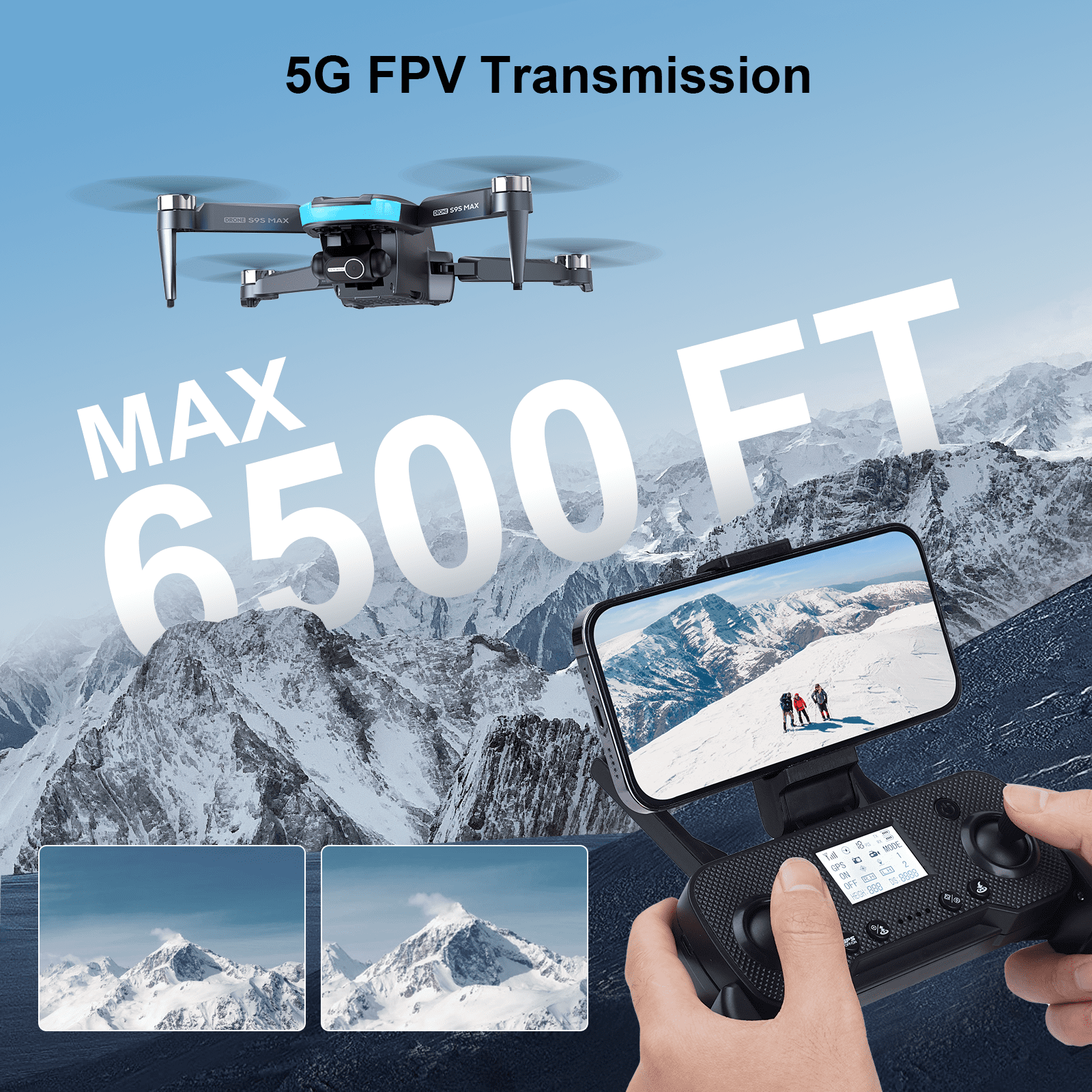 AUOSHI 2 Axis Gimbal Drones with 4K EIS Camera for Adults Beginner, S9S FPV RC Quadcopter , 65-Min Flight Time, Optical Flow, Follow Me, Smart Return Home Gift