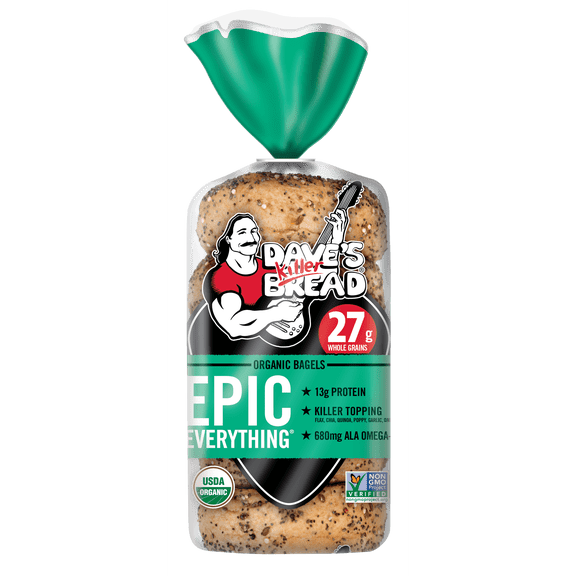 Dave's Killer Bread Epic Everything Organic Bagels, 16.75 oz, 5 Ct, Shelf-Stable pack of 2