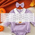 thumbnail image 4 of zuwimk My First Halloween Baby Girl Outfit Ghost Embroidery Smocked Romper Long Sleeve Striped Jumpsuit Cute Fall Clothes (3-6 Months,Purple), 4 of 9