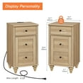 thumbnail image 2 of Set of 2 Oak End Tables with Drawers, Mid Century Modern Wooden Nightstands, 2 of 6