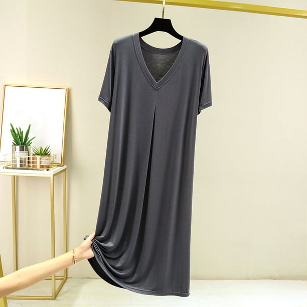 Camisón corto de algodón para mujer, con tirantes, color liso, holgado y cómodo, sin mangas