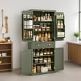 thumbnail image 6 of LEDREM Freestanding Pantry Cabinet, 71.7 Inch Tall Storage with 2 Beadboard Doors, 6 Adjustable Shelves & Drawer, for Kitchen Living Room, Forest Green, 6 of 6