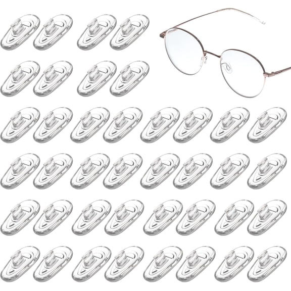 50 Pairs Push‑In Eyeglass Nose Pads, Clear Oval Anti‑Slip Replacement Nose Guards for Glasses and Sunglasses Repair