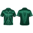 thumbnail image 6 of iiniim Men's Satin Short Sleeve Button Down Shirt Top Classic Pajamas Tops Blouse Nightwear Size M-3XL Dark Green M, 6 of 7