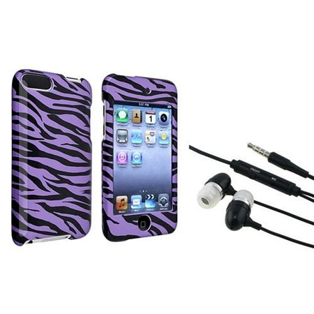 INSTEN Purple Black Zebra Case Accessory For Apple iPod Touch 3rd 2nd Gen 3G 2G+Black Headset