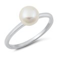 thumbnail image 1 of Freshwater Simulated Pearl Ring .925 Sterling Silver Band Jewelry Female Male Unisex Size 5, 1 of 4