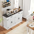 thumbnail image 2 of HOMCOM Buffet-Vaisselier de Style Ferme de 55 Pouces avec 4 Portes de Grange Blanc, 2 of 10