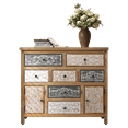 thumbnail image 4 of Vintage Wooden Accent Chest with 7 Drawers & 2 Cabinets, Rustic Multicolor Carved Storage Dresser for Living Room, Bedroom, Entryway, Farmhouse Style Decor (39.37" L x 13.78" W x 36.22" H), 4 of 13