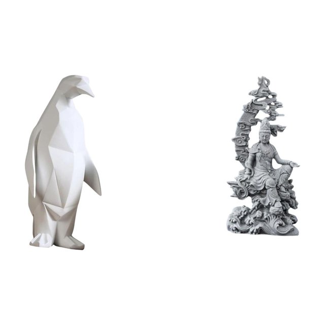 Escultura de pingüino, estatua de Guan Yin, obra de arte de resina, figurita, artesanía tradicional, escultura decorativa, adecuada para regalar,